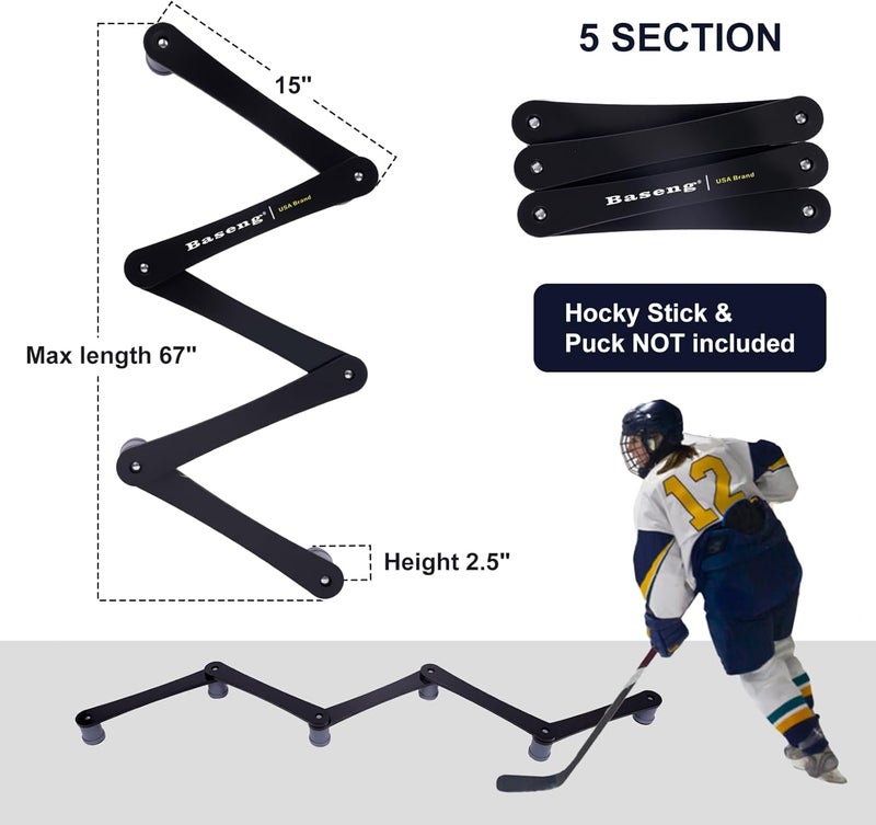 Baseng Hockey Stick Handling Trainer | Adjustable Hockey Training Equipment for Puck Control, Hand-Eye Coordination & Reaction Time | Portable On/Off Ice Trainer for All Ages,5/7 Sections - Image 4